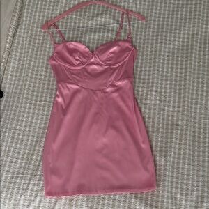 Oh Polly Pink Satin Mini Dress